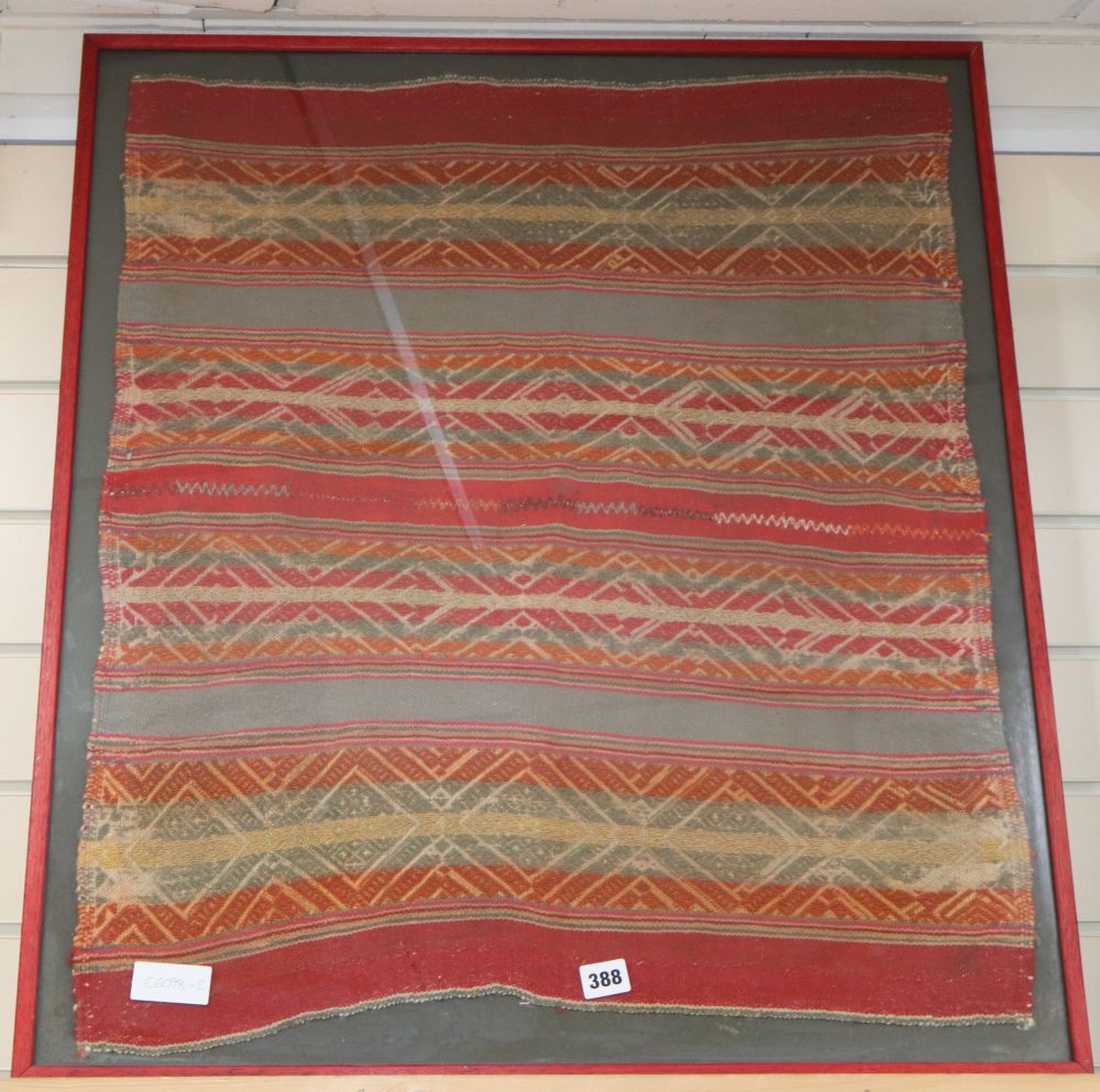 A Turkish kilim panel, framed, overall 73 x 64cm